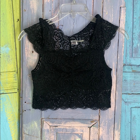 Free People Tops - Intimately Free People Black Lace Crop Top S